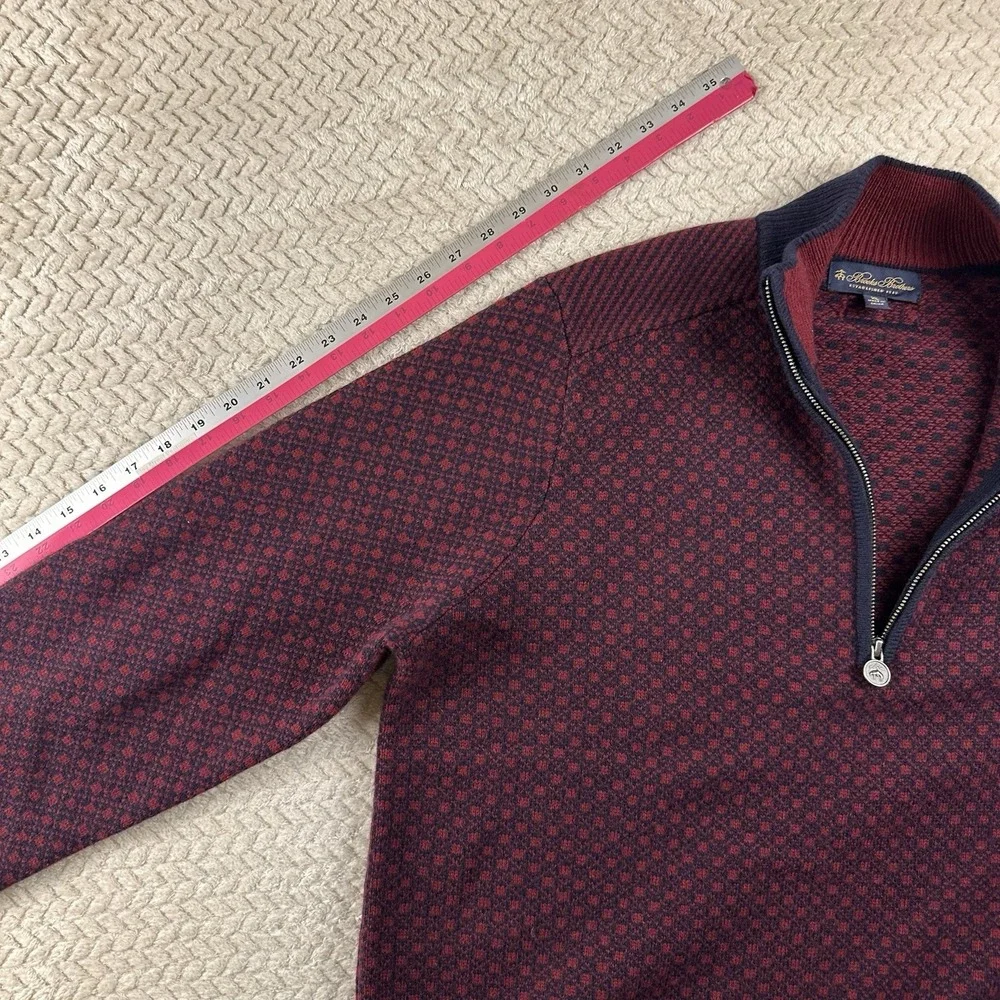 Brooks Brothers Men's‎ XL Nordic Wool Sweater half zip Burgundy navy Cabin Cozy